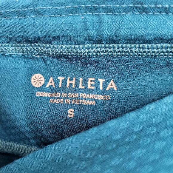 Athleta Blue Dobby Be Free Knicker Capri Side Pocket Leggings Size Small - Picture 2 of 5